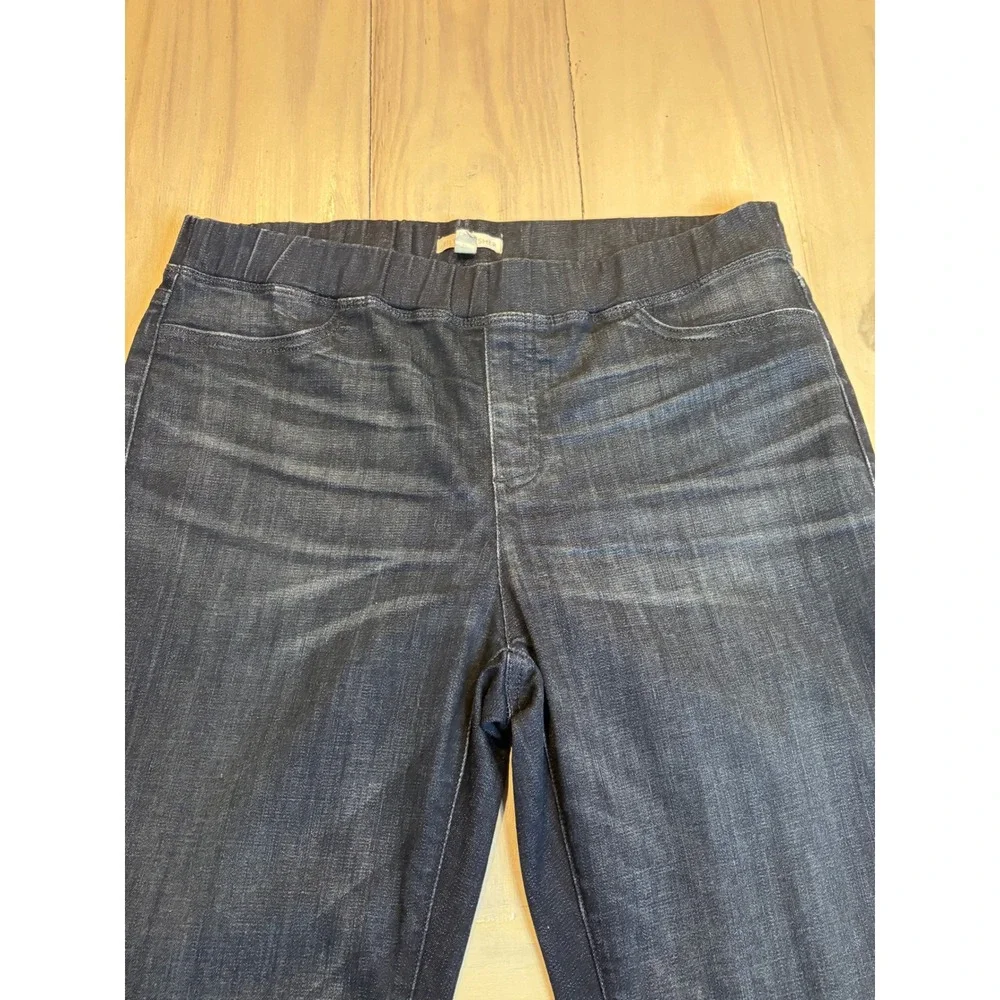 Eileen Fisher Women's Dark Wash Pull On Slim Straight Jeans Blue Sz M Minimalist